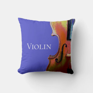 Violin Musical Abstract Orchestra Black and Blue Cushion