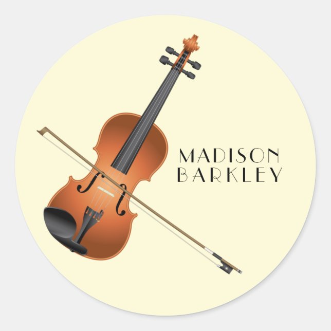 Violin Musician Teacher String Orchestra Classic Round Sticker (Front)