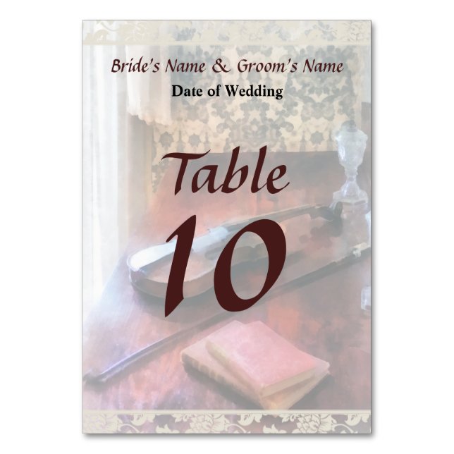 Violin on Credenza Save the Date Table Number (Front)