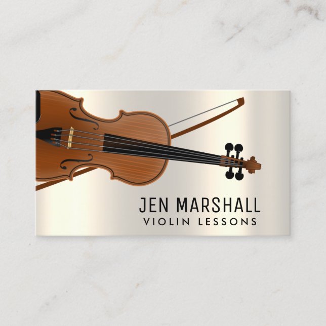 violin on faux metallic effect business card (Front)