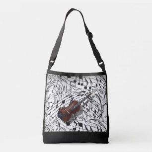 VIOLIN ON MUSIC NOTES CROSSBODY BAG