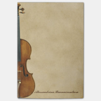 Violin on Parchment Look Customisable Name Post-it Notes