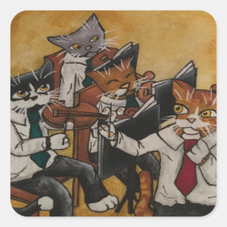 Violin Orchestral Cats Rectangular Sticker