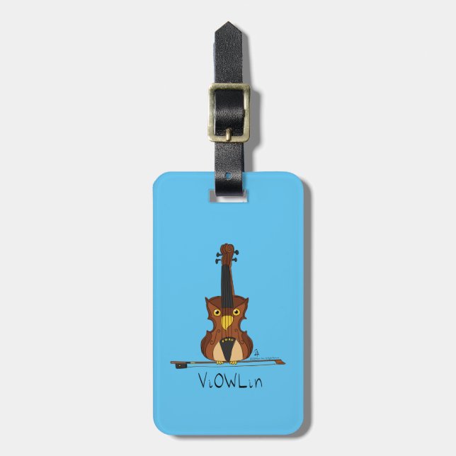 Violin Owl Cute Music Kids Luggage Tag (Front Vertical)