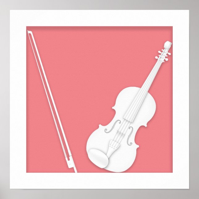 Violin Paper Cutout Illusion by Mozartini Rose Poster (Front)