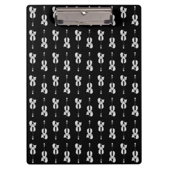 Violin Pattern - Black and White Clipboard (Front)