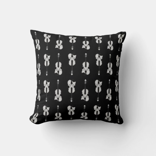 Violin Pattern - Black and White Cushion (Front)