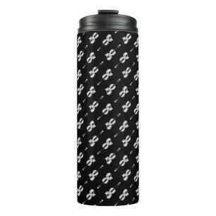 Violin Pattern - Black and White Thermal Tumbler