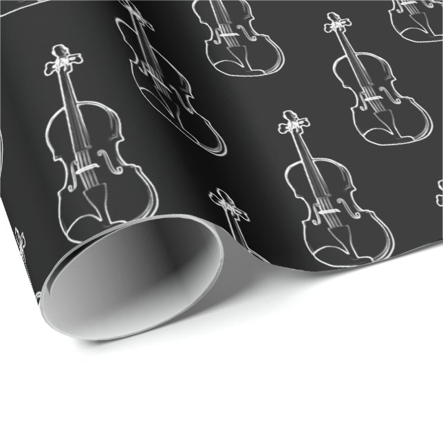 Violin Pattern - Black and White Wrapping Paper (Roll Corner)
