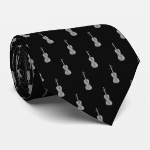 Violin Pattern - Black Silver Grey Grey White Tie