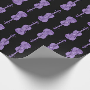 Violin Pattern - Lavender and Black Wrapping Paper