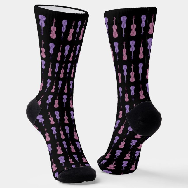 Violin Pattern - Lavender and Pink Socks (Angled)