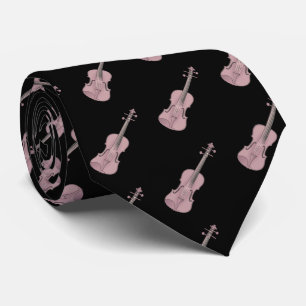 Violin Pattern - Pink and Black Tie