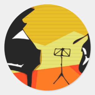 Violin piano music classic round sticker