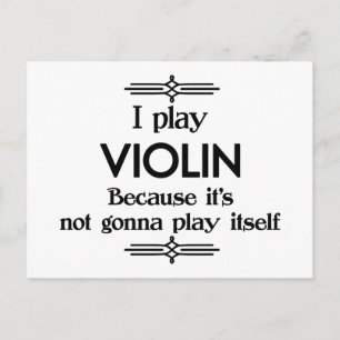 Violin - Play Itself Funny Deco Music Postcard