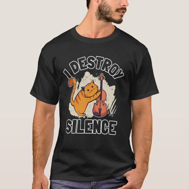Violin Player Cat Violin T-Shirt (Front)