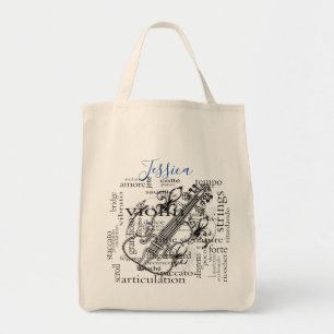 Violin Player Music Monogram Tote Bag