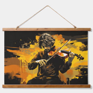 Violin Player Music Painting Abstract Art Decor Hanging Tapestry