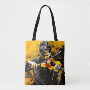 Violin Player Music Painting Abstract Art Decor Tote Bag