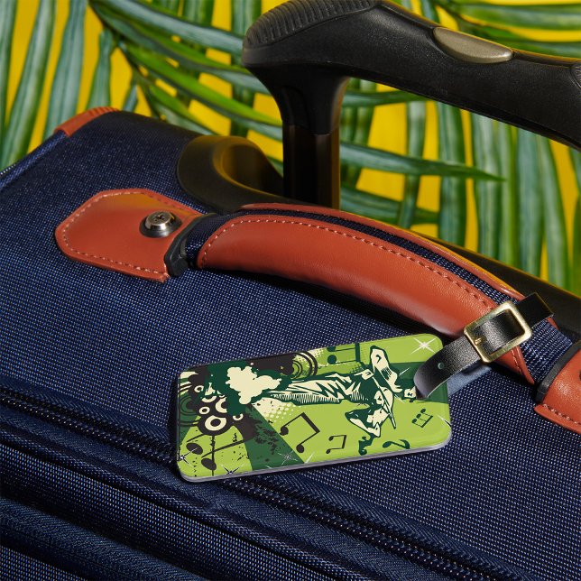 Violin Player Musical Notes Luggage Tag (Creator Uploaded)
