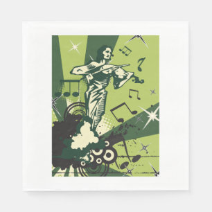 Violin Player Musical Notes Napkin