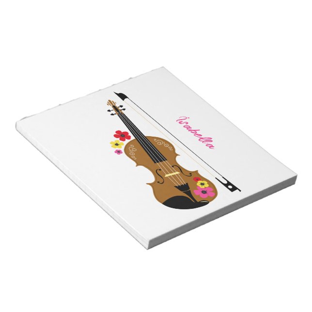Violin Player Pretty Custom Floral Notepad (Angled)
