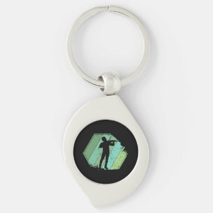 Violin Player Retro Key Ring