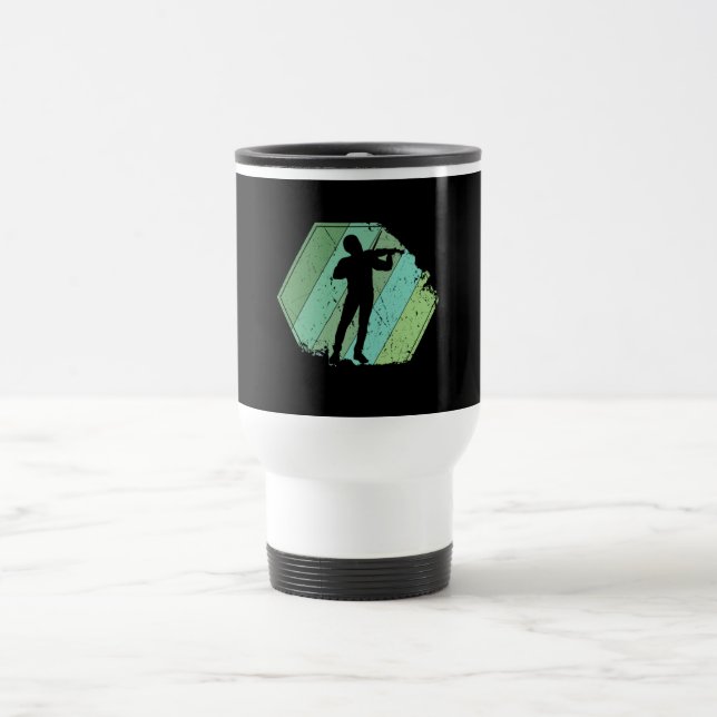Violin Player Retro Travel Mug (Center)