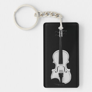 Violin Portrait - Black and White Photograph Key Ring