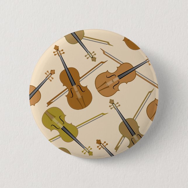 Violin Print Pattern 6 Cm Round Badge (Front)