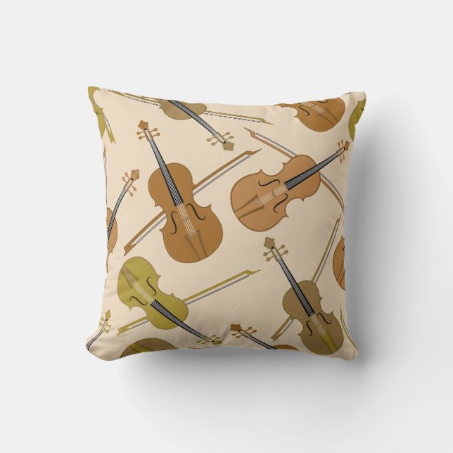 Violin Print Pattern Cushion (Front)