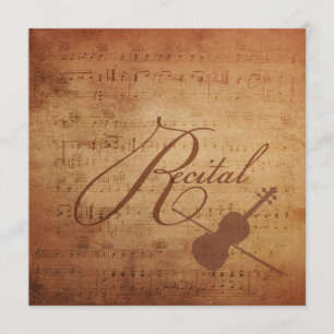 Violin Recital Antique Sheet Music Invitation