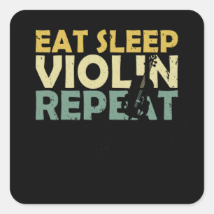 Violin Retro Square Sticker