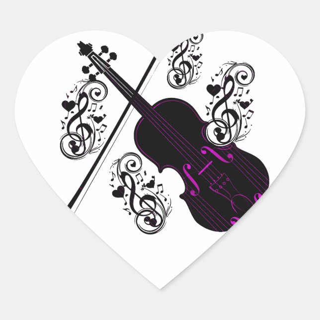 Violin,Rocking love_ Heart Sticker (Front)
