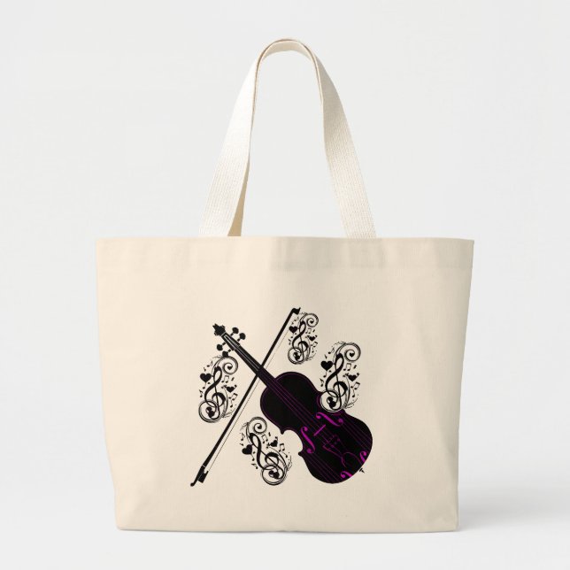 Violin,Rocking love_ Large Tote Bag (Front)