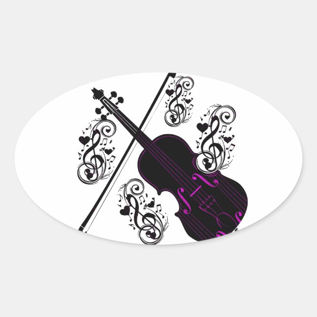 Violin,Rocking love_ Oval Sticker (Front)