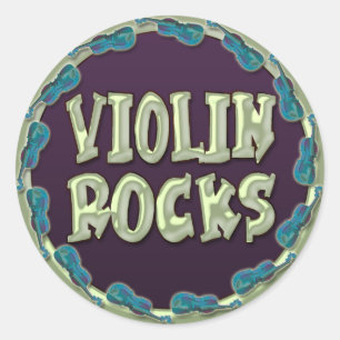VIOLIN ROCKS CLASSIC ROUND STICKER