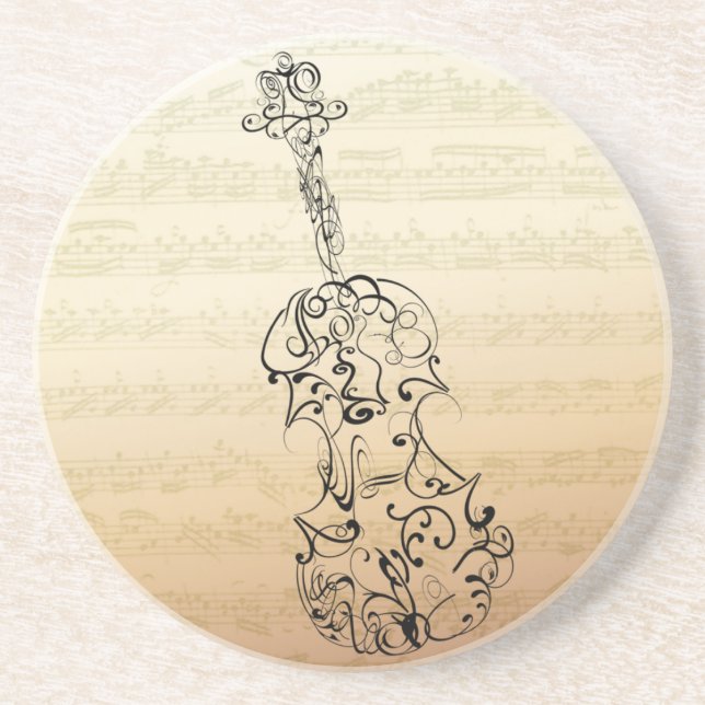 Violin Scrawl Bach Manuscript Coaster (Front)