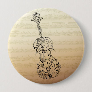 Violin Scrawl on Bach Manuscript 10 Cm Round Badge