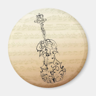 Violin Scrawl on Bach Manuscript Magnet