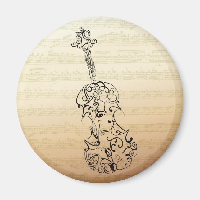 Violin Scrawl on Bach Manuscript Magnet (Front)