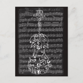 Violin Scrawl on Bach Manuscript Postcard