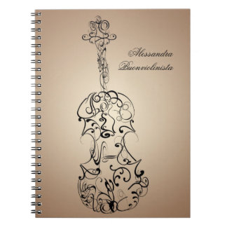 Violin Scrawl Spiral Notebook
