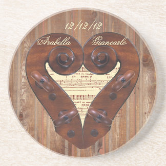 Violin Scroll Heart Coaster