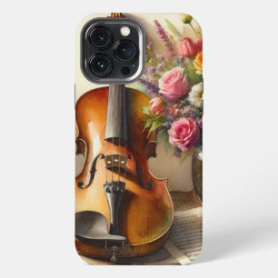 Violin, Sheet Music and a Vase of Flowers iPhone 13 Pro Max Case