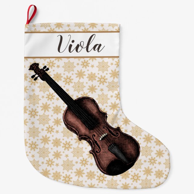 Violin & Snowflakes Personalised Stocking (Front)