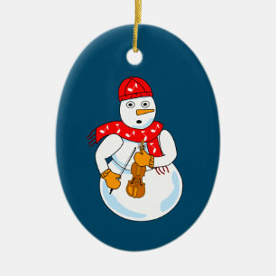 Violin Snowman Ceramic Tree Decoration