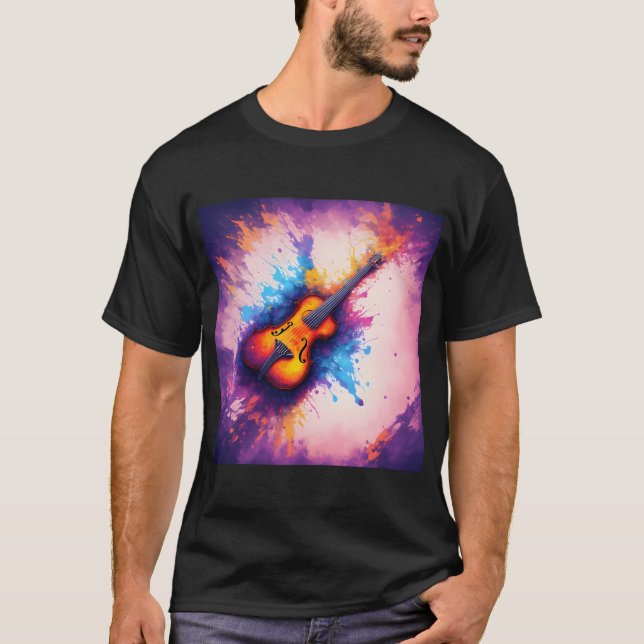 Violin - Splash of Colour - Purple T-Shirt (Front)
