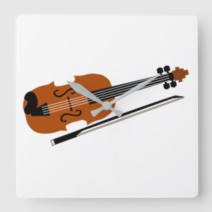Violin Square Wall Clock