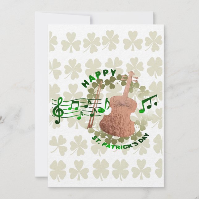 Violin St. Patrick's Day  Holiday Card (Front)